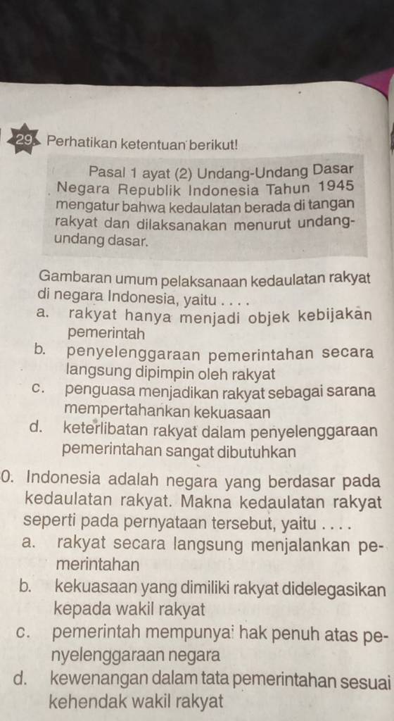 Perhatikan Ketentuan Berikut! Pasal 1 Ayat (2) Undang-undang Dasar ...