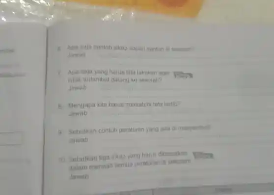 apa saja contoh sikap sopan santun di sekolah?? jawab apa saja yang ...