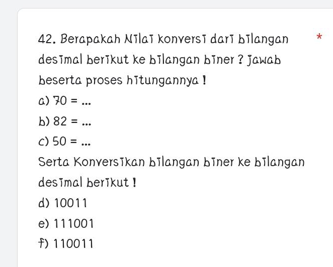 Berapakah Nilai Konversi Dari Bilangan Desimal Berikut Ke Bilangan ...