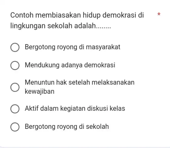 Contoh Membiasakan Hidup Demokrasi Di Lingkungan Sekolah Adalah Qquad